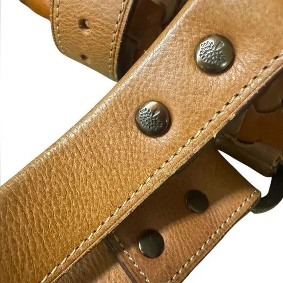 Mulberry Camel Cognac & Taupe Interlocking Woven Leather Roxanne Tote Bag Y2K - Picture 12 of 16